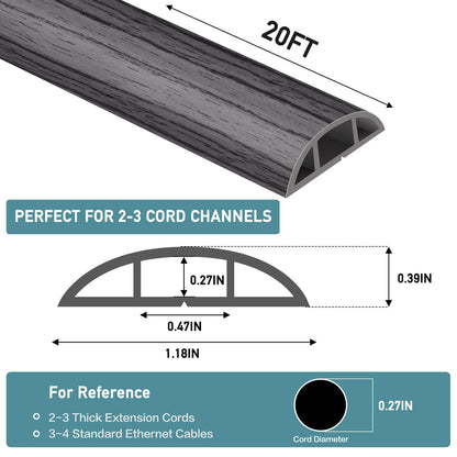 LSGCQ Floor Cord Cover Self Adhesive Cord Hider Floor Cable Management