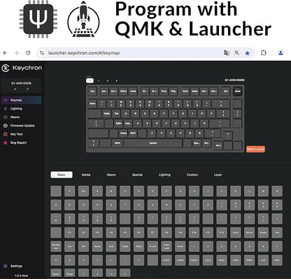 Keychron Q1 RGB Wired Custom Mechanical Keyboard, 75% Layout QMK/VIA Programmable Macro with Hot-swappable Gateron G Pro Blue Switch Double Gasket Compatible with Mac Windows Linux (Blue) -Version 2