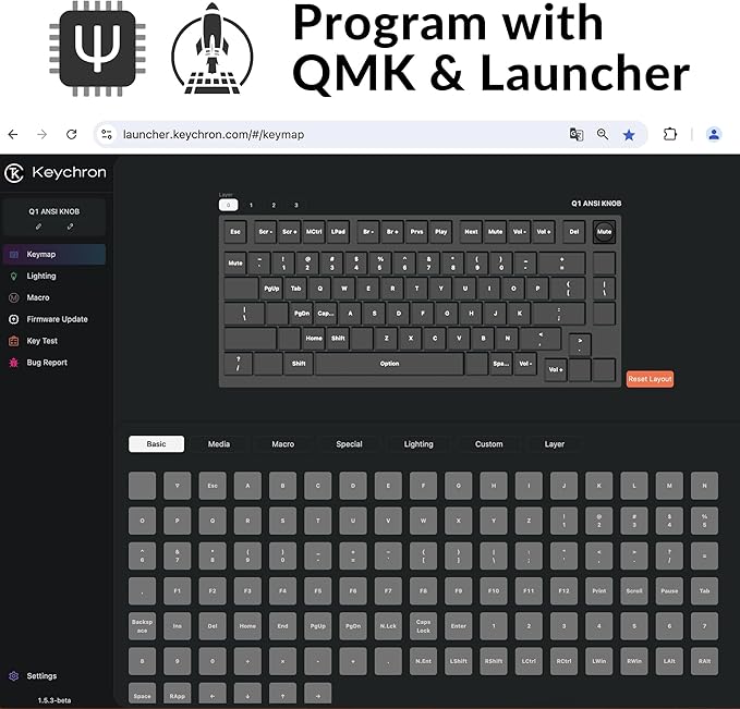 Keychron Q1 RGB Wired Custom Mechanical Keyboard Knob Version, 75% Layout QMK/VIA Programmable with Hot-swappable Gateron G Pro Brown Switch Double Gasket Compatible with Mac Windows Linux (Grey)