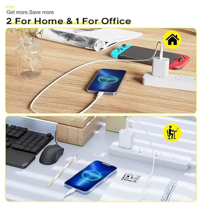 Fast Charger iPhone,i Phone Charge Cable,3Pack iPhone Charger Fast Charging 6Foot Phone Charging USB C Charge Adapter 6FT Type C to Lightning Cable for iPhone 14 Pro Max/14 Plus/13/12 Mini/11/10/XS/SE