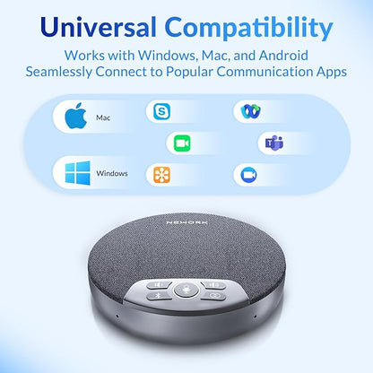 Bluetooth Conference Speakerphone with 4 Mics, AI Noise Reduction, 360° Voice Pickup, 2600mAh Battery, Bluetooth/USB-C/Dongle, Daisy Chain for Large Rooms, Compatible with Zoom/Teams/Skype