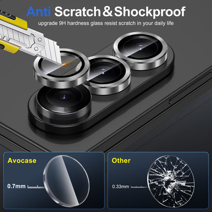 Avocase for Samsung Galaxy Z Fold 7 Camera Lens Protector, Individual Metal Ring Tempered Glass Lens Cover, [Strong Adsorption] Scratch Resistant Ultra-Thin HD Clear Lens Cover, 1 Set-Black
