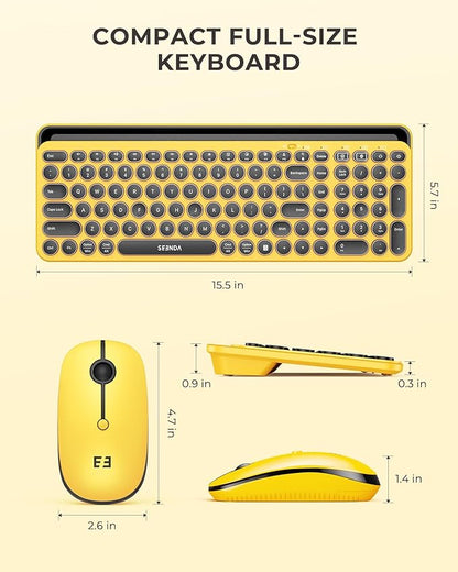 seenda Bluetooth Keyboard and Mouse for iPad, CTU-301 Multi-Device Bluetooth + 2.4G Wireless Keyboard Mouse with Tablet Holder for MacBook/Windows Computer, iOS/Andriod Tablet Phone, Yellow