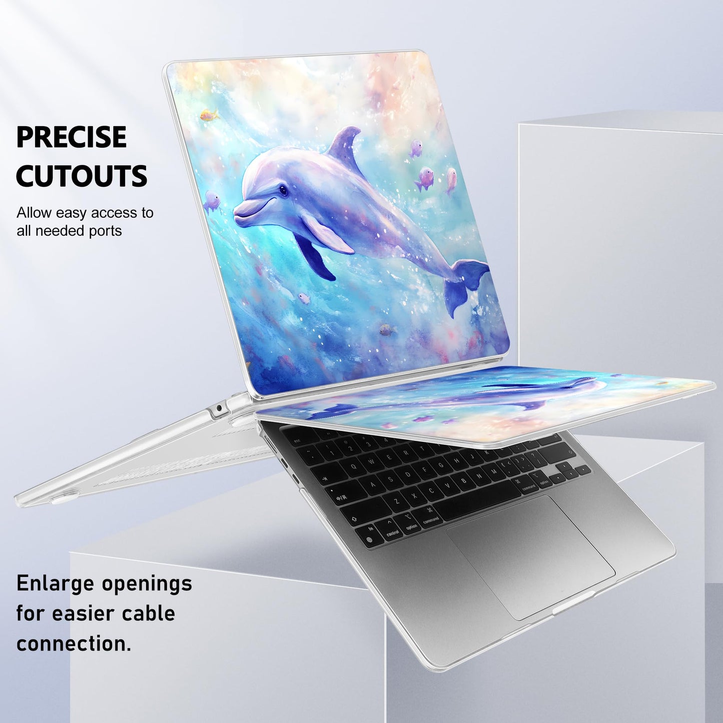 Lepeoac Case for 2026/2025/2024/2023 MacBook Air 15-inch Laptop Release M5 A3448 /M4 A3241 /M3 A3114 /M2 A2941, Stylish Protective Hard Shell Cover for MacBook Air 15.3 inch, Blue Whale