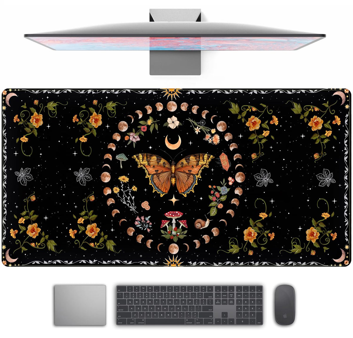Desk Mat Forest Library Book Mouse Pad Big Desk Pad XXL Extended Gaming Large Mouse Pad for Desk Rubber Base Mousepad with Stitched Edges, Keyboard Mouse Mat for Work Game Office Home 31.5x15.7 in
