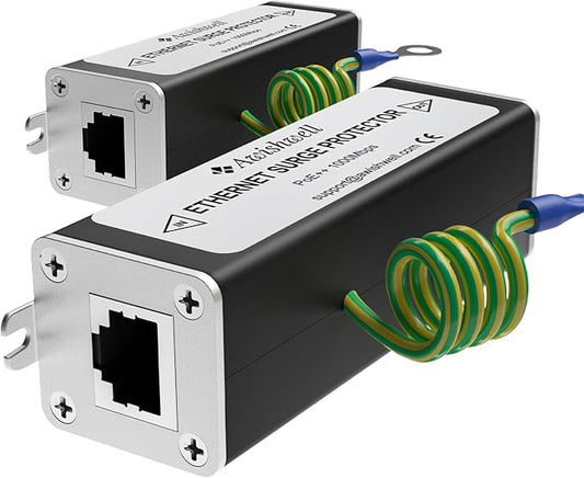 Awishwell 20KA Ethernet Surge Protector Gigabit, 2Pack PoE++ Network Protection, RJ45 Surge Protector-Ethernet Transformer, Lightning Arrestor CAT5/CAT6 Thunder Arrestor-Mounting Flange/GDT