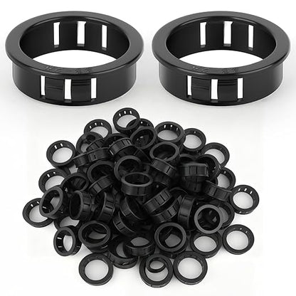 50PCS 1" Black Cable Snap Bushing Grommet, Snap in Cord Bushing Protect Cables