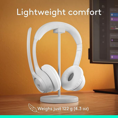Logitech Zone 300 Wireless Bluetooth Headset with Noise-Canceling Microphone, Compatible with Windows, Mac, Chrome, Linux, iOS, iPadOS, Android – Off-White