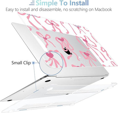 MEEgoodo for MacBook Air 13 inch Case 2021 2020 2019 2018 Released A2337 M1 A2179 A1932 with Touch ID, Plastic Hard Shell & Keyboard Cover Compatible with MacBook Air Case 13.3,Coquette Ribbon Bow