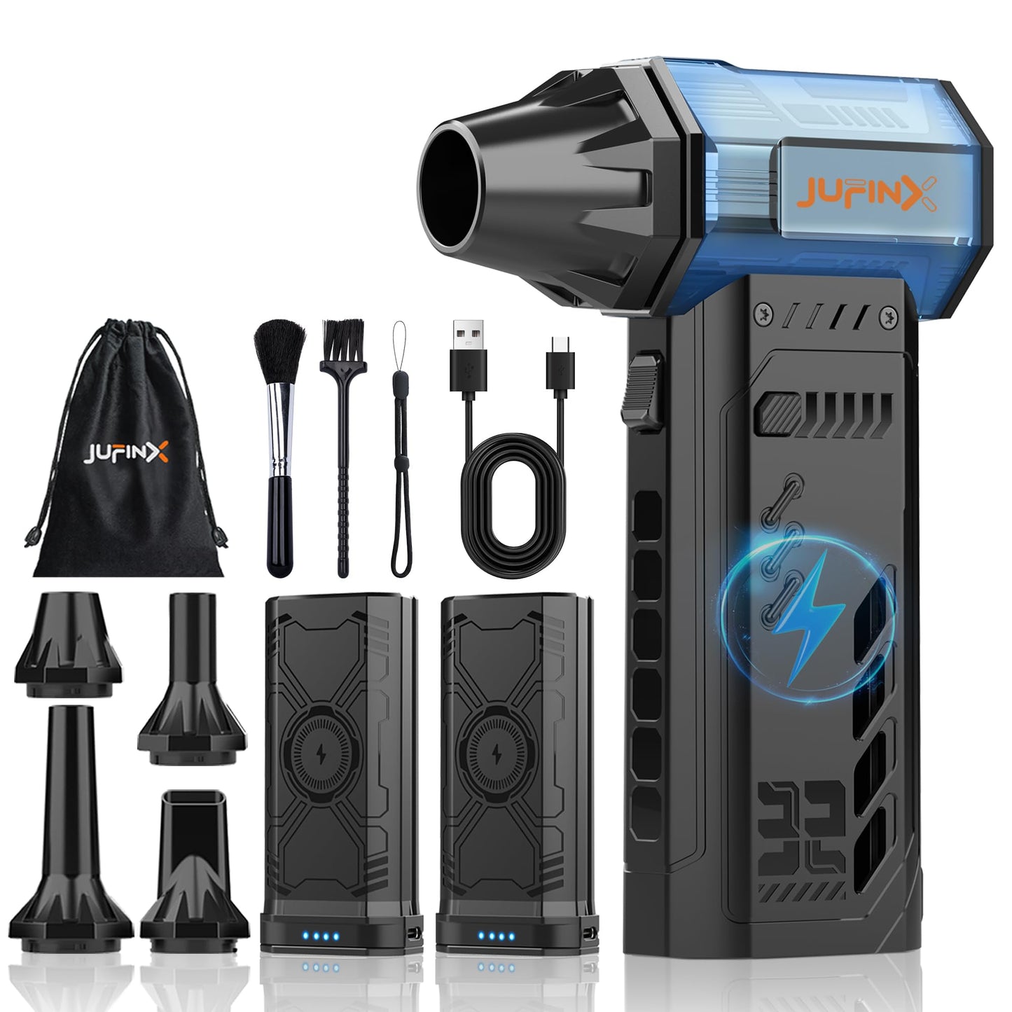Electric air Duster，250,000RPM Super Power mini Blower,2 Swappable Battery