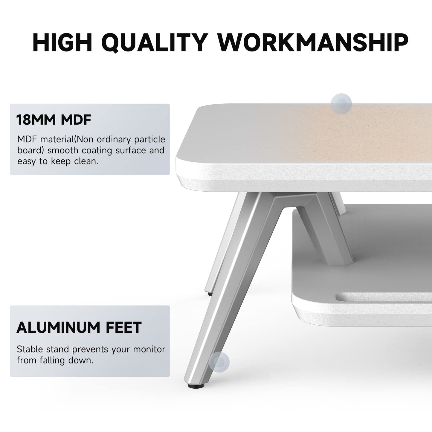 Fenge Monitor Stand Riser, Wooden Desk Shelf with 2-Tier Storage