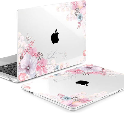 Batianda Premium Case for New MacBook Air 15 inch 2025 2024 2023 with M4 M3 M2 Chip, Designed Protective Plastic Hardshell & Keyboard Cover & Screen Protector, Lovely Flower