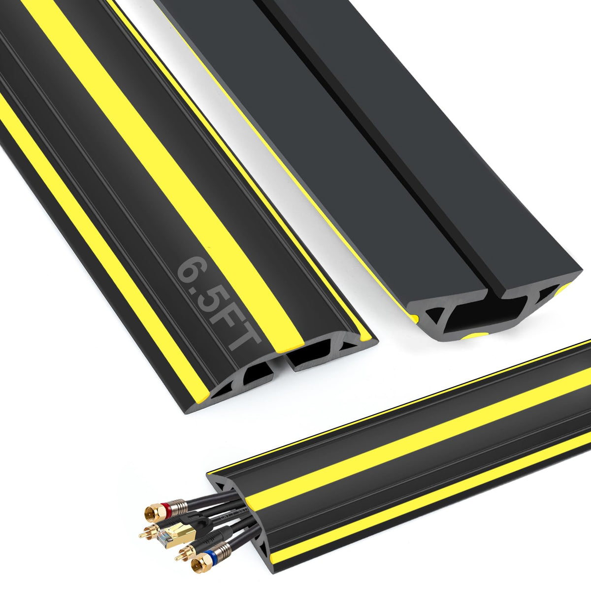 TFMUZERT 10 ft Floor Cable Cover Protector, Heavy Duty PVC Duct Easy to Unroll, Prevent Trip Hazard for Home Office or Outdoor Settings