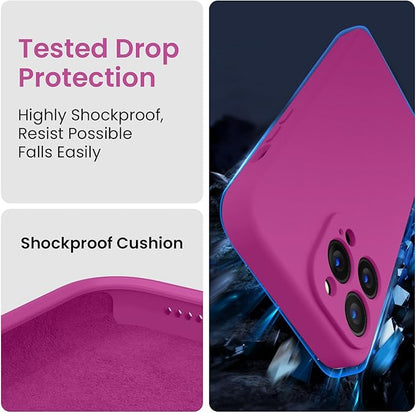 FireNova Designed for iPhone 13 Pro Case, Silicone Upgraded [Camera Protection] Phone Case with [2 Screen Protectors], Soft Anti-Scratch Microfiber Lining Inside, 6.1 inch, Shocking Pink