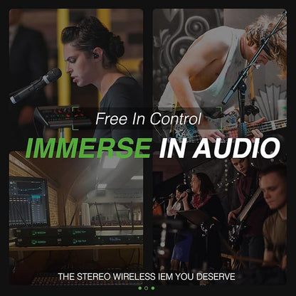 Phenyx Pro Wireless in Ear Monitor System, True Stereo UHF IEM, in Ear Monitors for Musicians, Metal Stage Monitor w/ 89 Frequencies, Rack Mount, for Studio/Band (2 Bodypacks with Transmitter)
