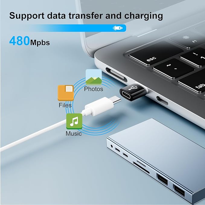 USB to USB C Adapter 8 Pack,USB to Type C Adapter,USBA Charger Type-C Fast Charging Cable Converter,USBC Adapters for iPhone 15 14 13,iWatch,iPad,Phones,Black