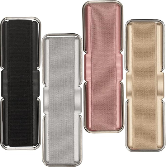 Meroqeel Phone Grip Strap Holder, 4 Pack Adhesive Flat Cellphone Stand Handle Kickstand Case with Elastic Finger Loop for Most Smartphones and Mini Tablets - Gold, Black, Rose Gold, Silver