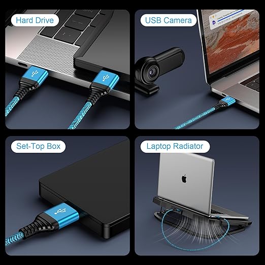 USB to USB Cable, 2Pack 6Ft USB3.0 A to A Male to Male Cable Double End USBCord Data Transfer Cord for Hard Drive Enclosures, Laptop Cooler, Computer PC Cooling Fan/Pad, DVD Player, TV, Hub, Monitor