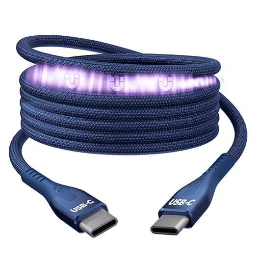 Statik MagStack Pro USB C to USB C Cable, Magnetic Type C Charger Fast Charging Cord, On The Go Magnetic Charging Cable for Car, Compatible with iPhone, iPad & Android, Navy 100W 3FT