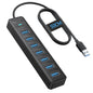 PHIXERO 7 Port USB Hub 3.0 with 1.6FT/50CM Long Cable, Multiport Adapter and Splitter for PC, Compatible with All USB 3.0/2.0/1.1 Devices