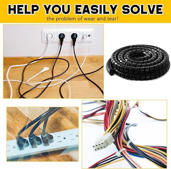 Spiral Wrap Cable Protector, Safe 2.0" Od x 20' Pre Cut Lengths Hydraulic Hose Protector Wrap to Avoid Wear and Extend Life for Hydraulic Pneumatic Hoses