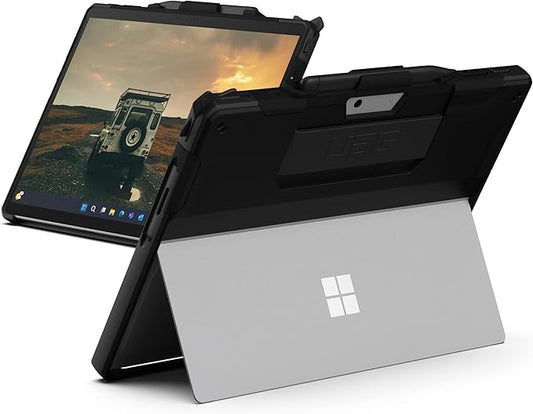 URBAN ARMOR GEAR UAG Designed for Microsoft Surface Pro 13" 12/11 Edition Case with Kickstand Hand Strap & Pen Holder Compatible with Type Cover Keyboard Rugged Protective Cover, Scout Black