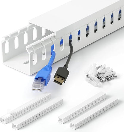 1.4"H x 1.6"W Cable Raceway, 66in Under Desk Wire Management Channel, White
