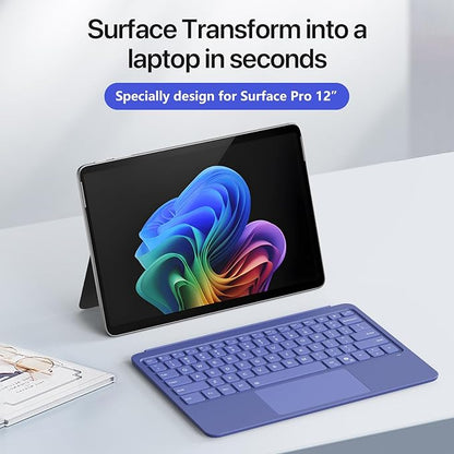 Magnetic Bluetooth Keyboard Cover for Surface Pro 12" 1st 12 inch Laptop Released in 2025 with Backlit (Blue)