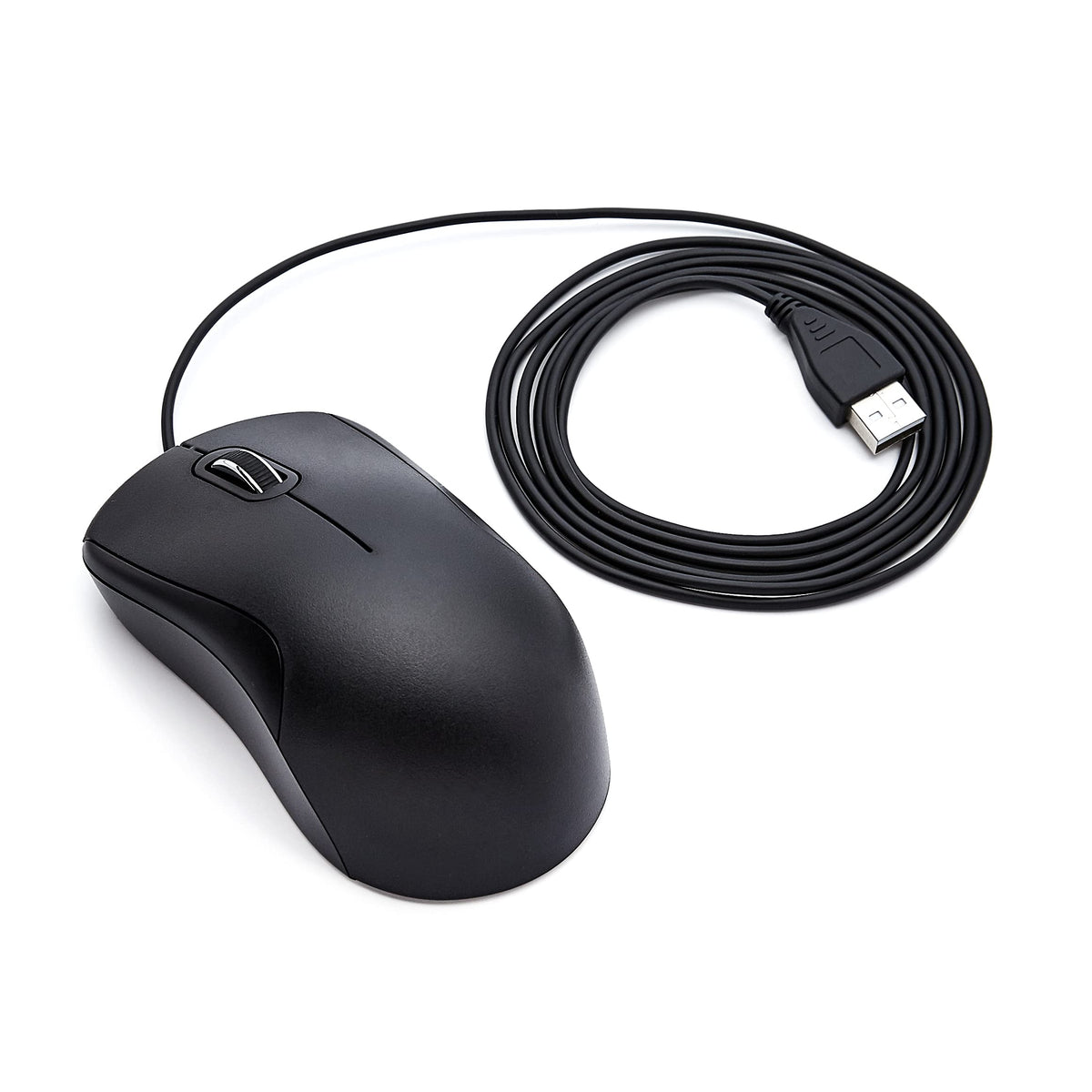 Amazon Basics 3-Button USB Wired Mouse with Precision Scroll Wheel, 1000 DPI, Ergonomic Grip, Plug and Play, 6-foot Cable, Black