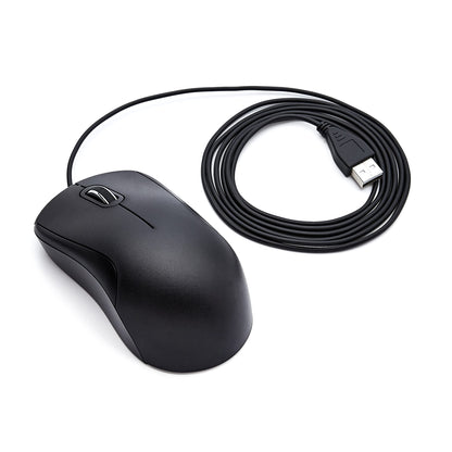 Amazon Basics 3-Button USB Wired Mouse with Precision Scroll Wheel, 1000 DPI, Ergonomic Grip, Plug and Play, 6-foot Cable, Black