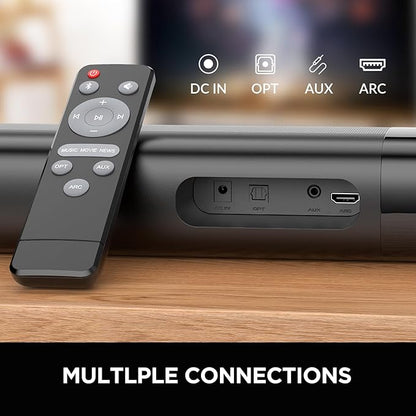 Sound Bar, 80W Soundbar with Bluetooth/ARC/Opt/AUX Connect, with Volume Boost, 3 Equalizer Modes, 2 in 1 Detachable Soundbar for TV/PC/Gaming/Projectors