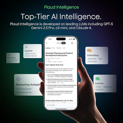 Plaud NotePin AI Voice Recorder, Voice Recorder with Adjustable Wearable Strap, Transcribe & Summarize with AI Technology, 64GB Memory