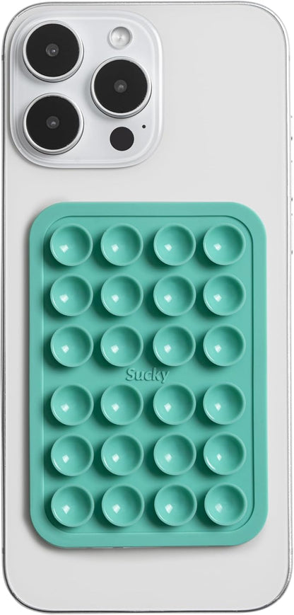 SUCKY Silicone Suction Phone Case Adhesive Mount - Anti-Slip Holder, Hands-Free Fidget Toy, Phone Accessory for iPhone and Android - Sticky Grip for Selfies, Videos, and Tiktok - Turqoise