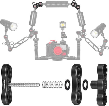 MINIFOCUS 2PCS 1'' Aluminum Ball Clamp Mount for Underwater Diving Light Arms Tray System, Photography Diving Camera, 360° Clip Adapter Bracket for Action Camera Flashlight Arms System