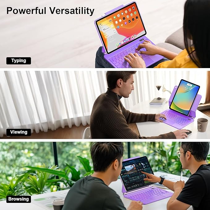 for iPad 9th Generation Case with Keyboard,Magic Style Keyboard Case for iPad 9th/8th/7th Gen 10.2 inch - Floating Cantilever Magnetic Stand Multi-Touch Trackpad (Purple)