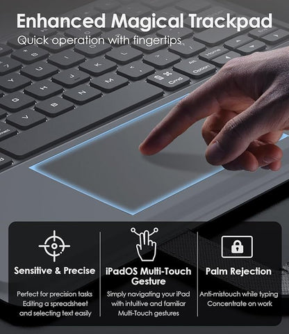 Nillkin Carry Go Keyboard Case for iPad Air 13 inch (M3/M2) with Handle, iPad Pro 12.9 (3rd/4th/5th/6th Gen) Rugged Case with Detachable Keyboard, Magic Trackpad, 7 Colors Backlit, Camera Cover, Gray