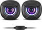 USB Powered Computer Speakers with RGB Blue Lighting 2.0 Stereo Sound System, Headphone Jack, Plug and Play, Works with PC/Laptop (USB-C Adapter Included)
