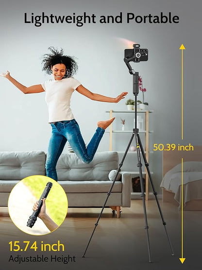 3-Axis Gimbal Stabilizer for iPhone & Android w/RGB Light, Handheld Phone Gimbal for Video Recording w/AI Tracking,1/4 Thread, Extendable Tripod, Padded Carry Bag(Smart X Complete Combo1)
