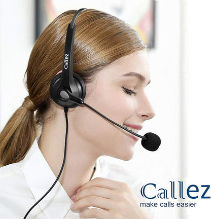 USB Headset with Microphone Noise Cancelling & Audio Controls, Stereo Computer Headphones for Business Skype UC Lync Softphone Call Center Office, Clearer Voice, Super Light, Ultra Comfort