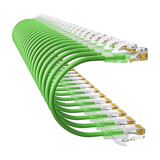 10Gsupxsel Cat6a Patch Cables 0.5ft (24 Pack) Slim, Cat6 Ethernet Patch Cable Pure Copper, Flexible Cat 6 Patch Cable 550MHZ 10G, Space-Saving Cat 6A Network Cables for Patch Panel, Green