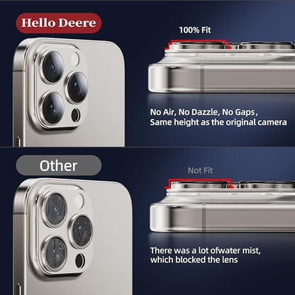 Compatible with iPhone 15 Pro Camera Lens Protector, [Case-Friendly][Strong Adsorption][AR Anti-Reflection] Tempered Glass Full Coverage Camera Screen Protector- Titanium