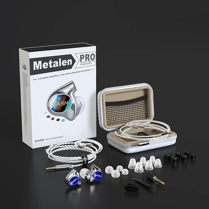BASN Metalen 4 Drivers in-Ear Monitor Headphones, Wired Earbuds, Sapphire
