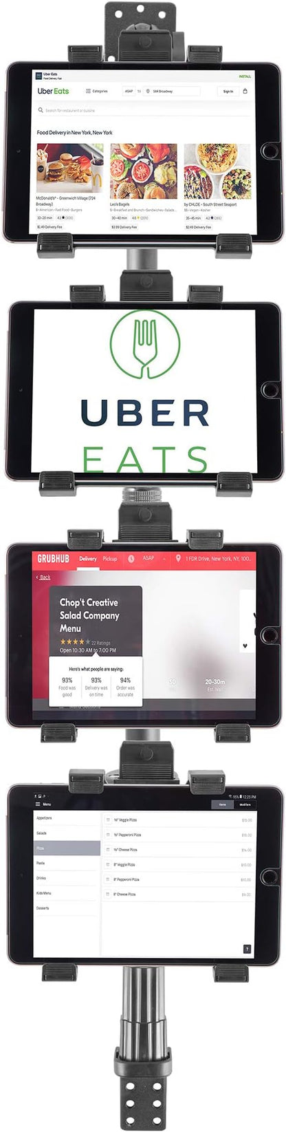 iBOLT TabDock Point of Purchase Wall Mount - with 4 Tablet Holders Perfect for Multiple delivery Applications (DoorDash, Uber eats, Postmates, etc.) Fits 7 to 10 inch Tablets