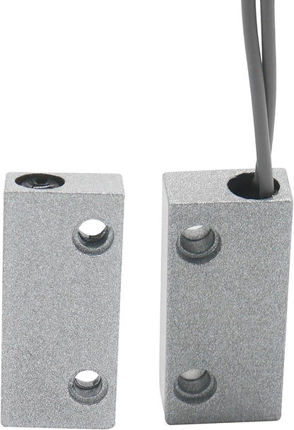Magnetic Reed Switch Wired Surface Mount Normally Closed NC Contact Sensor Alarm Magnetic Door Switch with 2 Wires, Zinc Alloy Sliver, MC-52