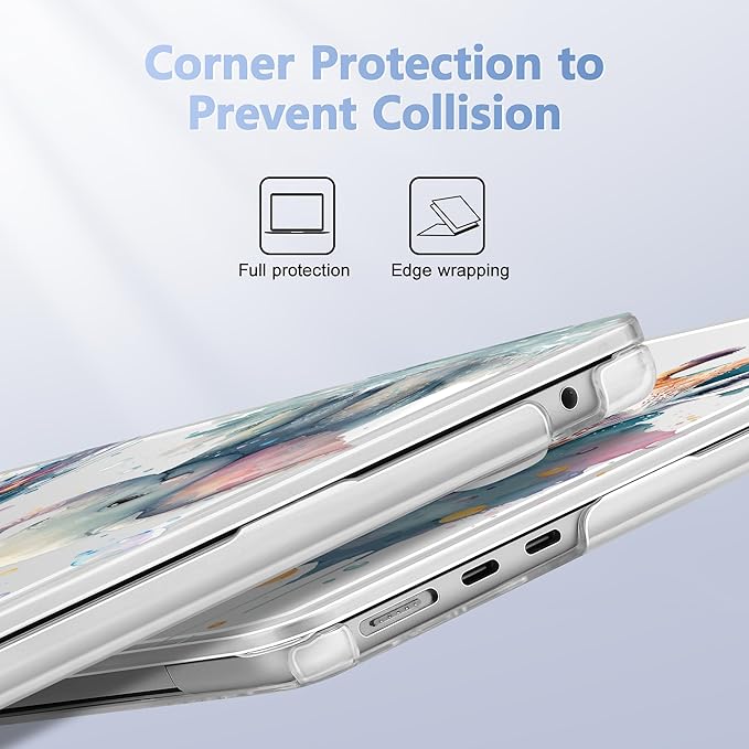 Case for MacBook Air 15 Inch 2025 2024 2023 Release M4 A3241 M3 A3114 M2 A2941, Hard Shell with Screen Protector & Keyboard Cover, Compatible with Touch ID - Elephant & Giraffe