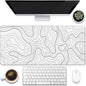 Desk Mat,White Topographic Contour Map Desk Pad,Topographic Contour Large Gaming Mouse Pad for Desk,Extended Big Computer Keyboard Mouse Pad with Non-Slip Base and Stitched Edge,35.4"x15.7"