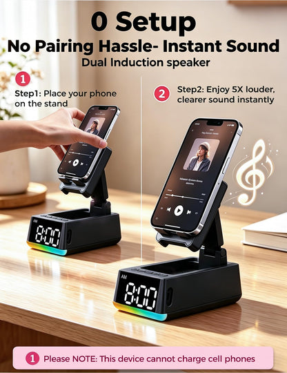 Bluetooth Speaker Birthday Gift for Men:Induction Cell Phone Stand Black