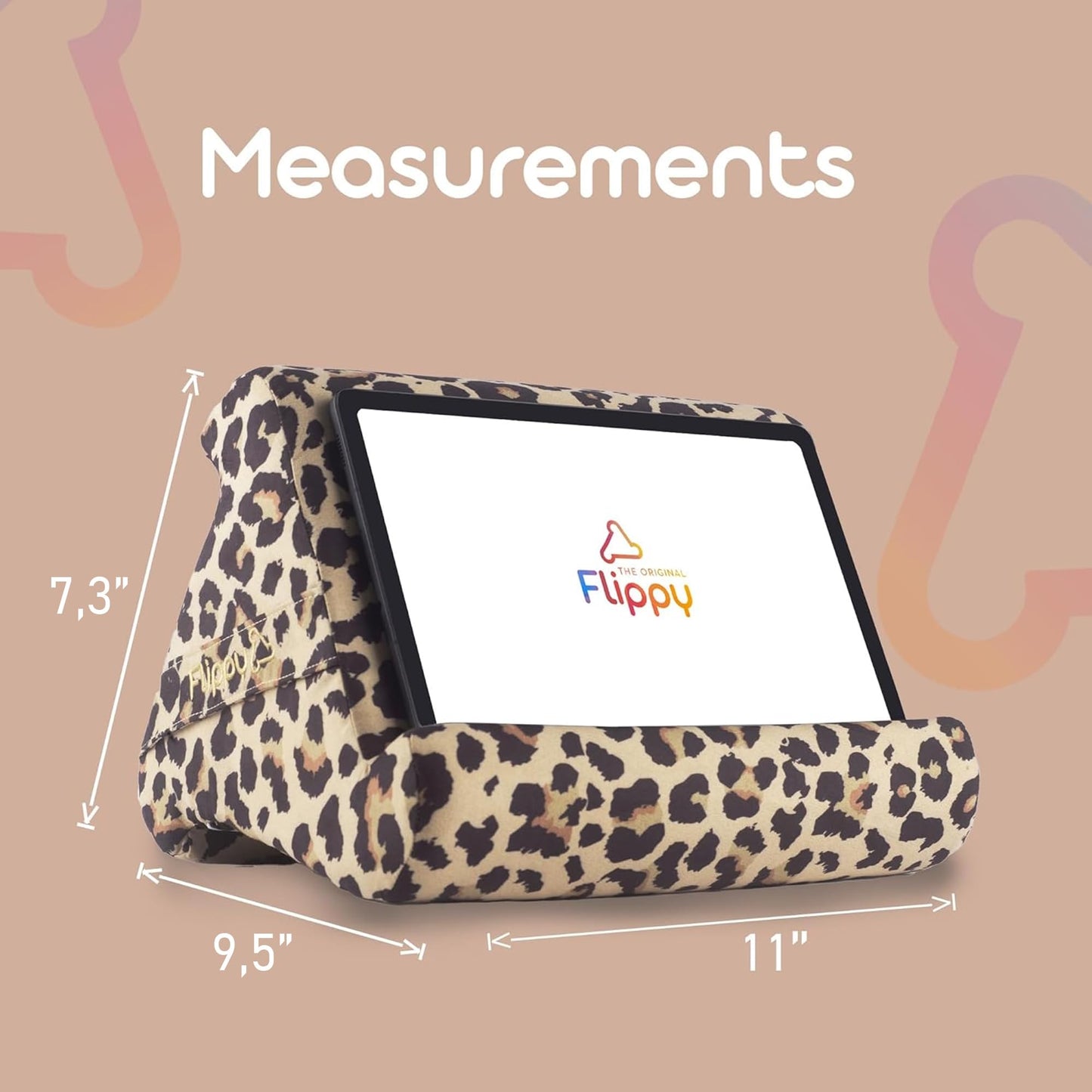 Flippy Original Tablet Pillow Stand & iPad Holder, Gift for Book Lovers & Readers, Multi-Angle Stand with Storage for Lap, Desk & Bed, Compatible with Kindle, Fire, iPad & Samsung, Def Leopard