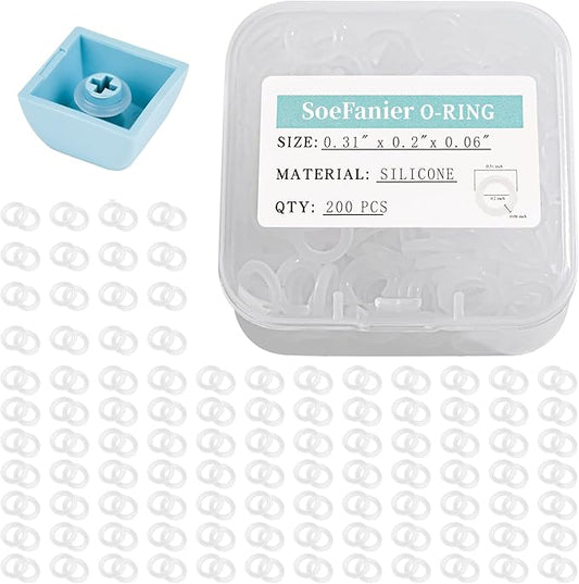 SoeFanier 200Pcs Clear O-Ring Switch Dampeners Keycap for Mechanical Keyboard Cherry Mx, White…