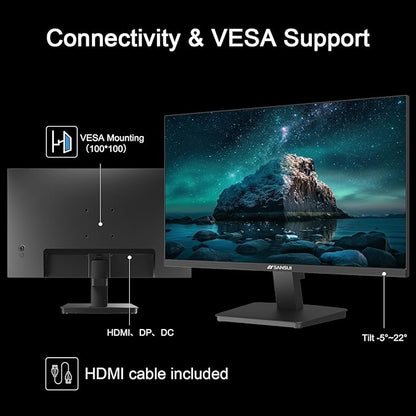 SANSUI 27 Inch Computer Monitor 120Hz, FHD 1080P Monitor, HDMI DP Ports FreeSync, HDR 110% sRGB, Tilt Adjustable Frameless VESA Compatible for Office and Home (ES-27F2, HDMI Cable Included)